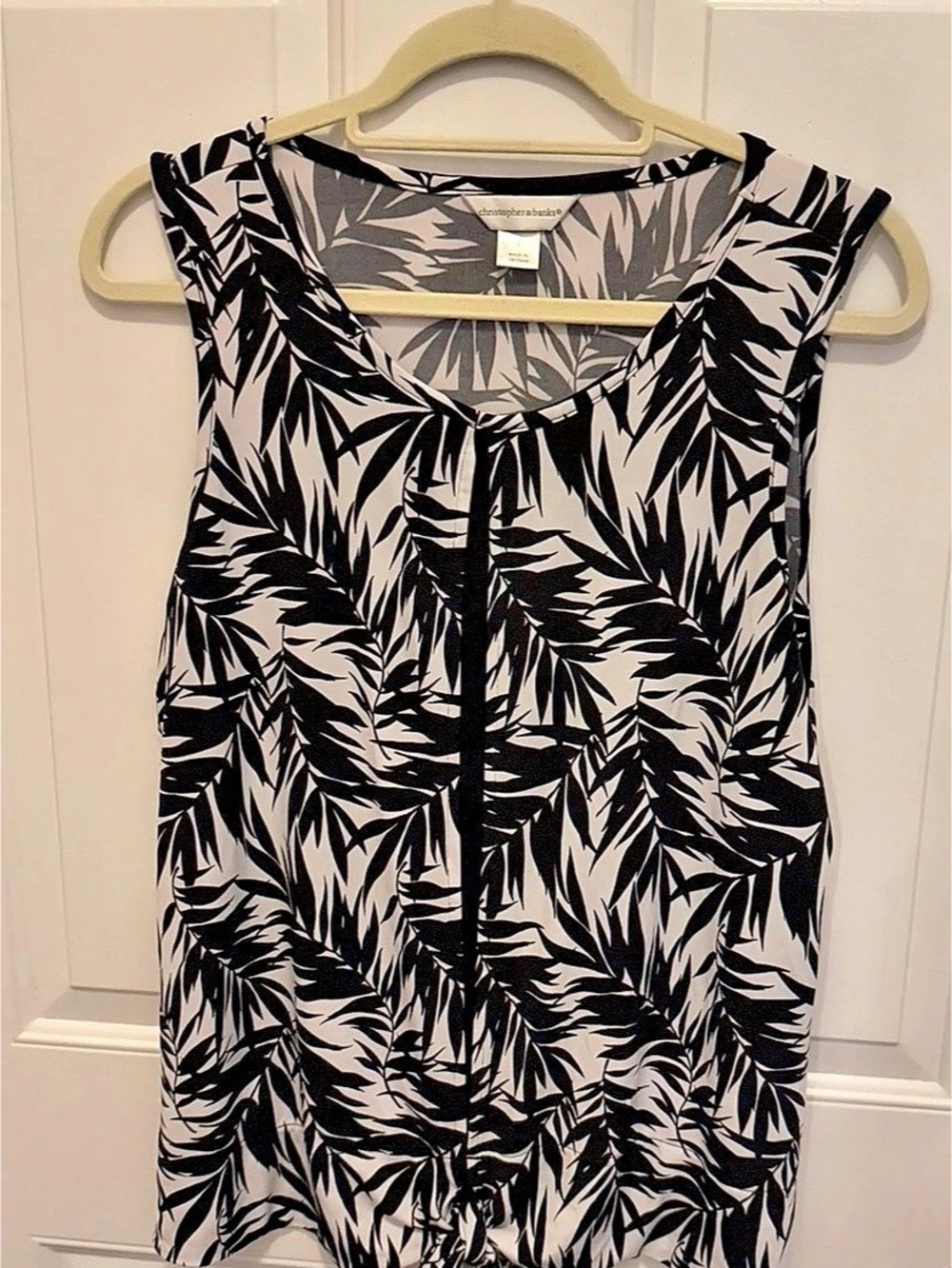 Christopher & Banks Printed Tank Top in Black & White Size Large Like New